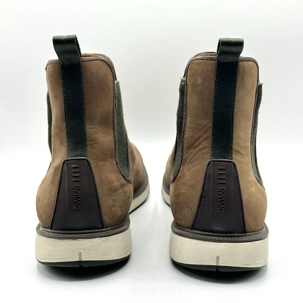 SWIMS Chelsea Boots Mens 11 Brown Suede Waterproof Slip On Ankle Shoes EU 44
